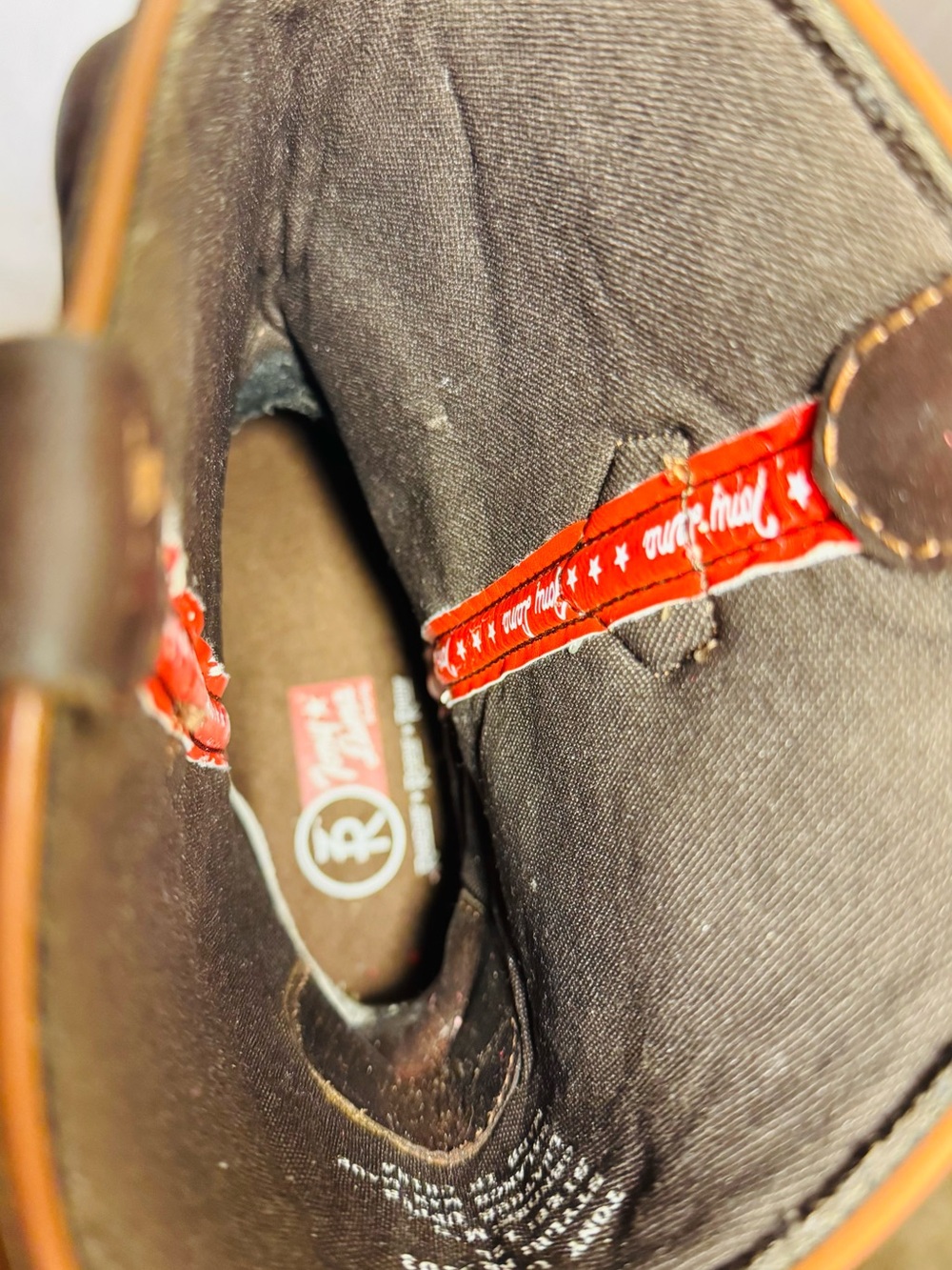 Men's Brown Leather Western Work Boots - Embroidered Shaft - Picture 8 of 11